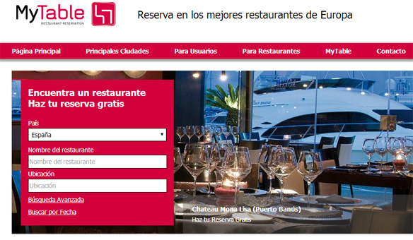 Elegir restaurante my table