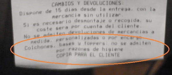 políticas de devolución de colchones